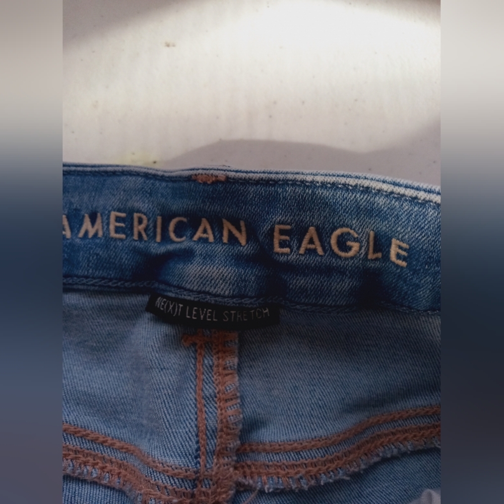 American Eagle Outfitters Blue Jean Shorts Distressed Cut-Offs - Picture 3 of 5